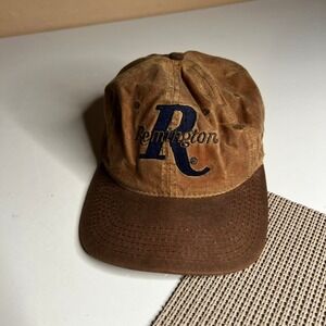 Remington Headwear Signature Waxed Canvas Snapback Hat Brown Made in USA Vintage